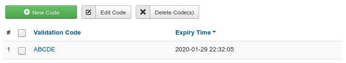 Managing Validation Codes