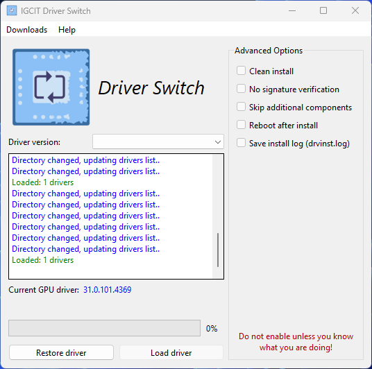 IGCIT Driver Switch UI