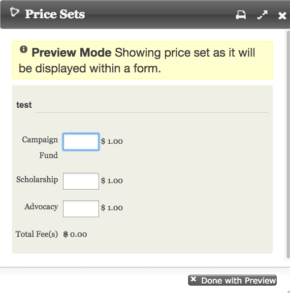 priceset with 3 fields