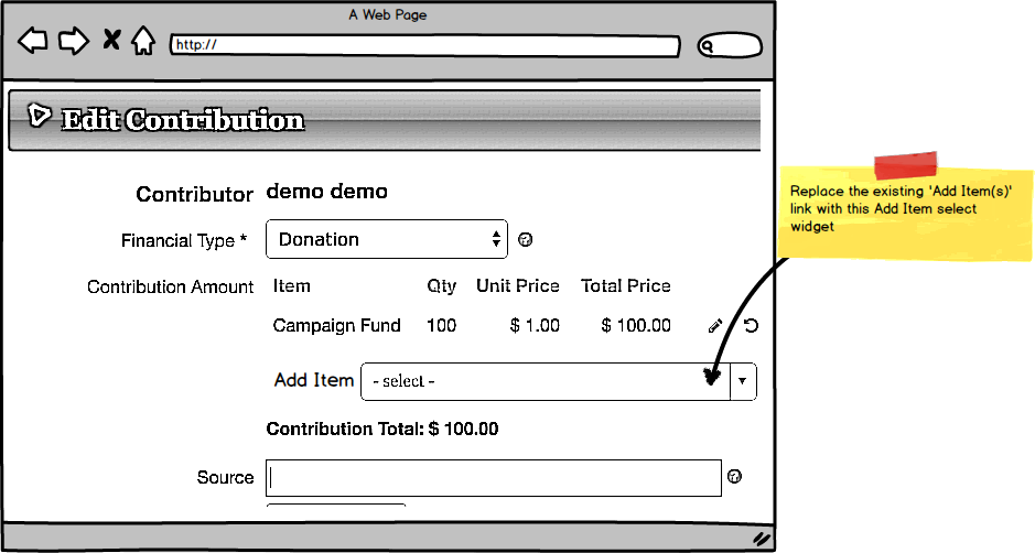 Add Item form