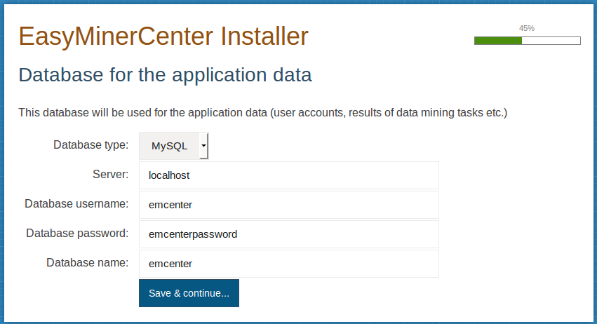 Main database configuration