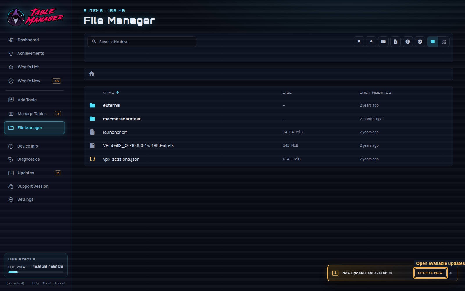 updates notification