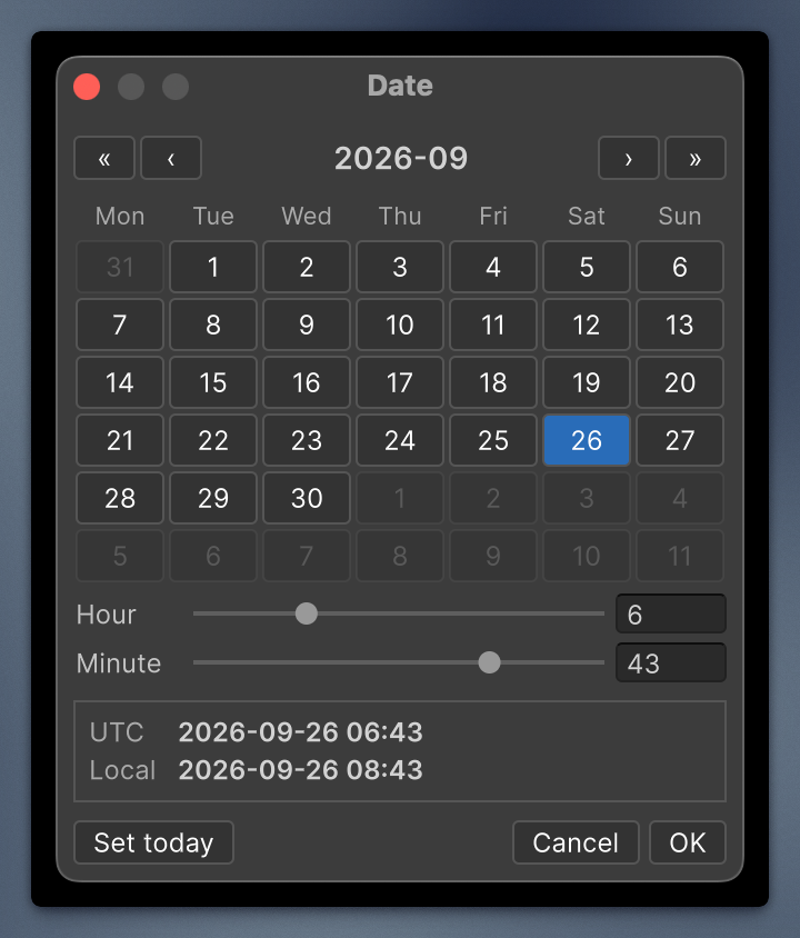 SerializableDateTime selector
