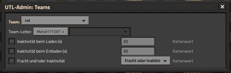 Fenster /utl-admin mit Team rot