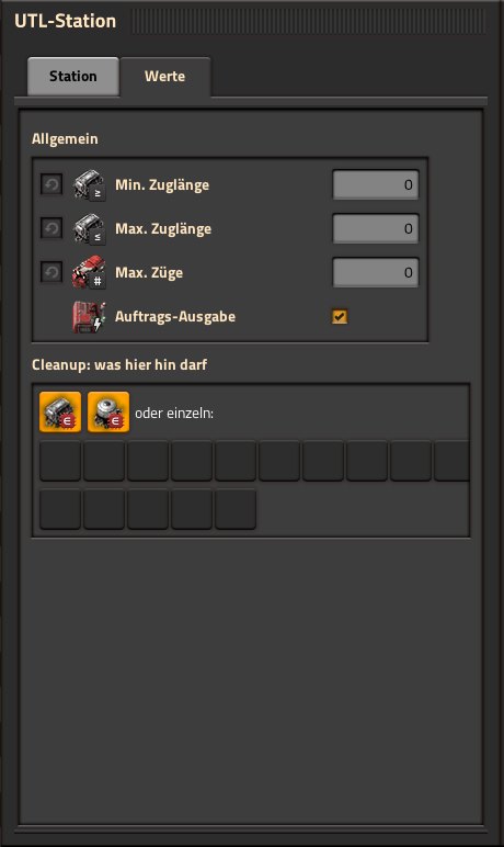 Cleanup-Abschnitt im Reiter Werte