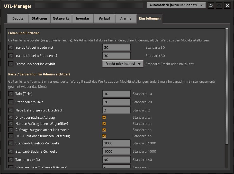 Manager, Reiter Einstellungen