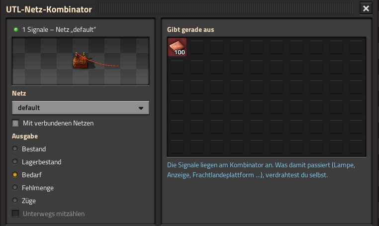 Network combinator window, mode Demand (German UI)