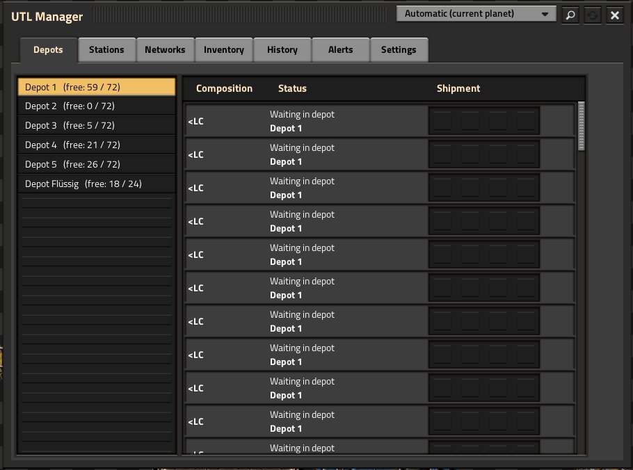 Manager, Depots tab