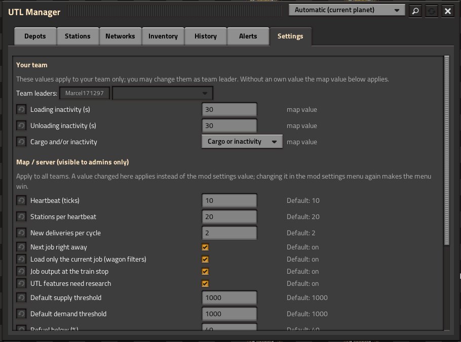 Settings tab with teams: own team and team leader