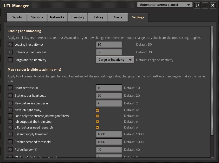 Manager, Settings tab