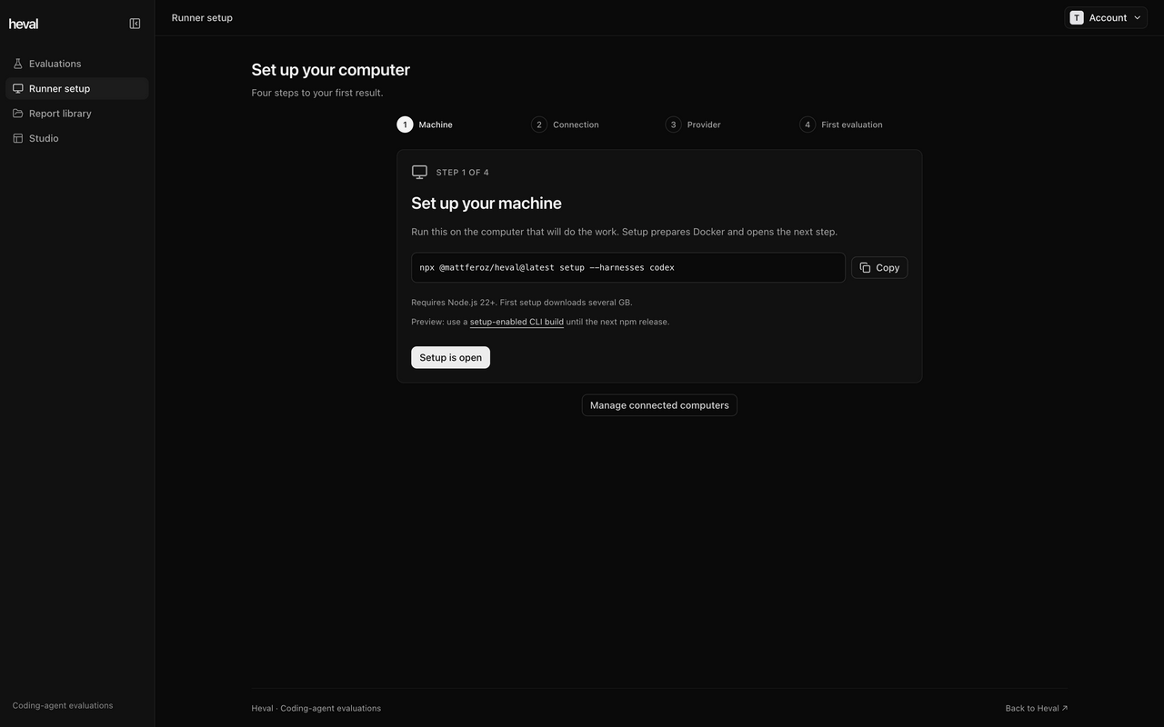 Actual four-step setup screen