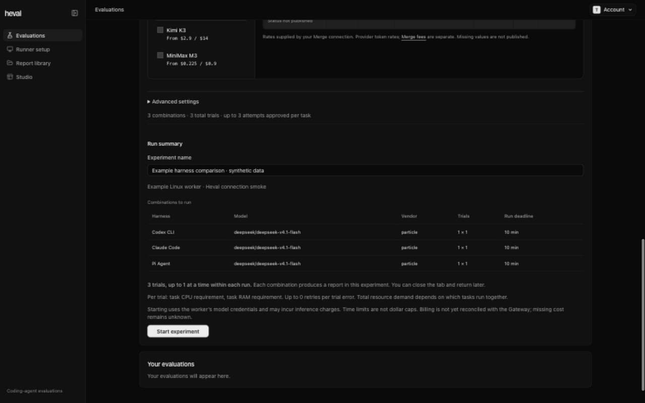 Actual experiment summary and start control