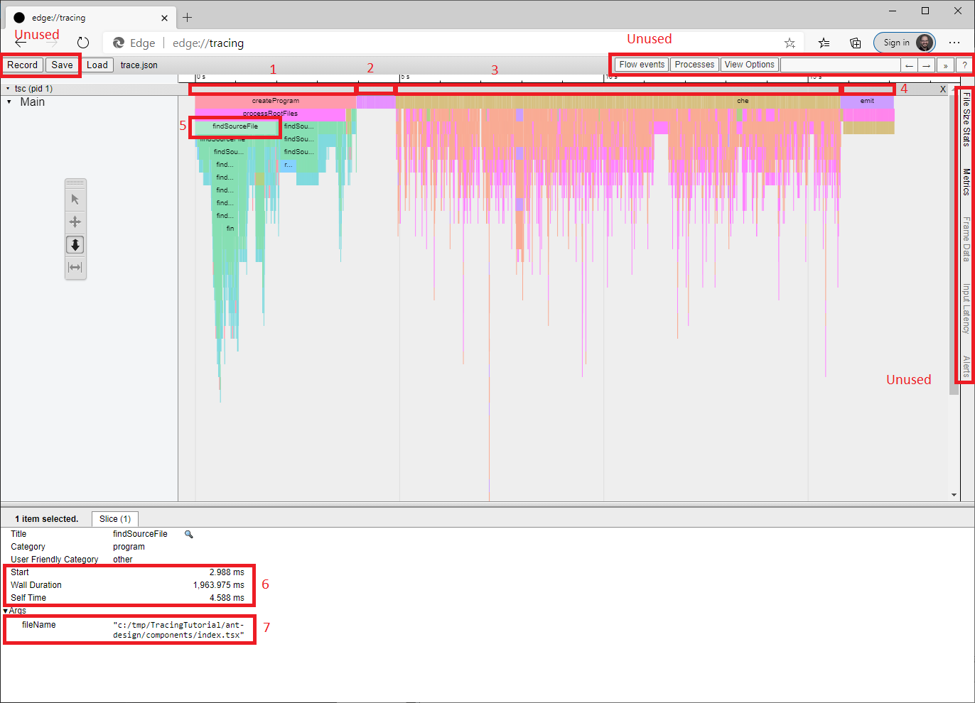 Expanded view of edge://tracing