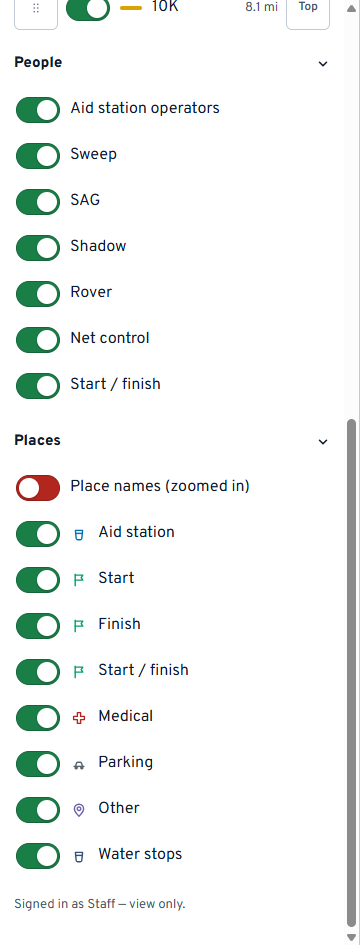 Places layers and the operator box