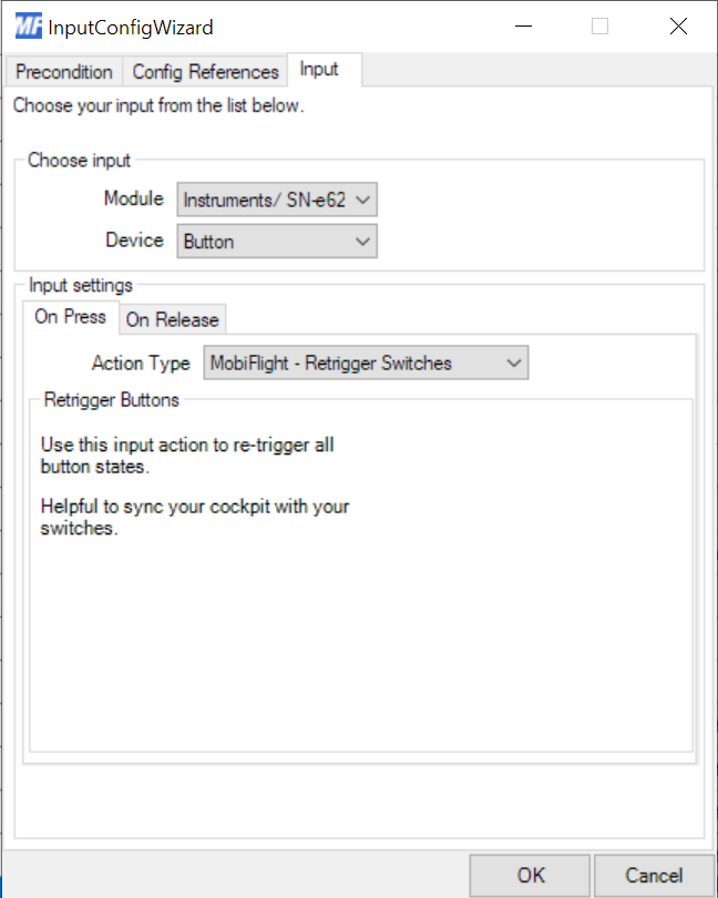the retrigger input action allows you to send all current