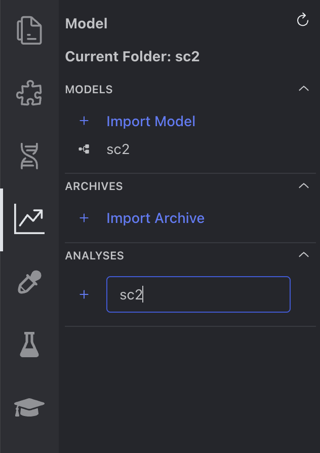 Model Analysis setup in SynBioSuite