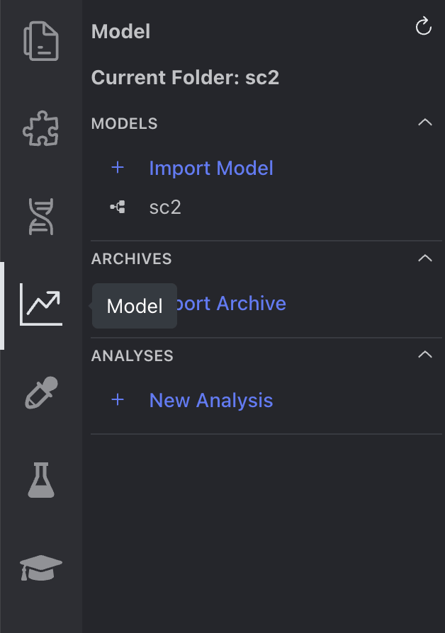 Model Analysis setup in SynBioSuite