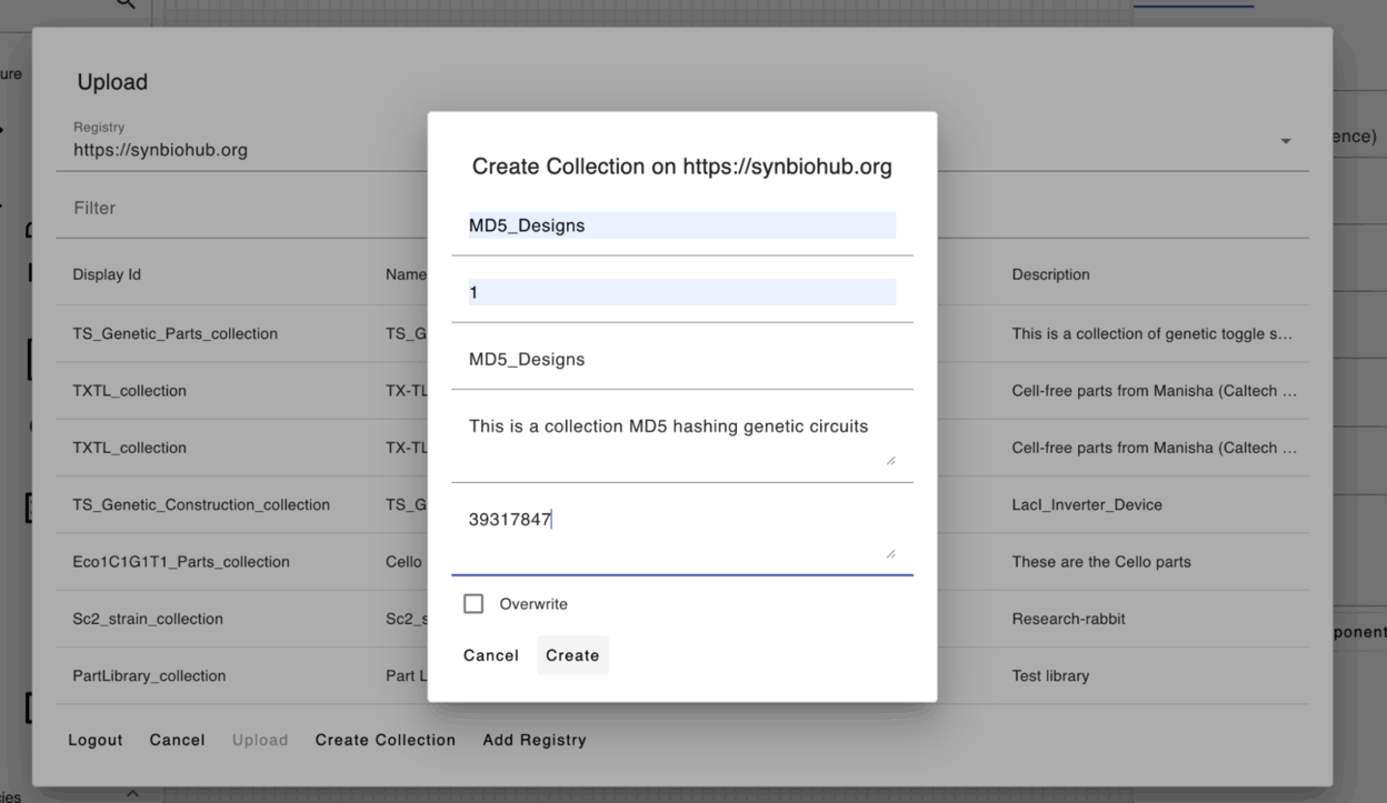 Uploading to SynBioHub