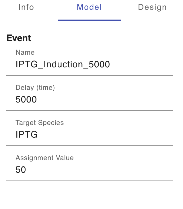 Creating an event for IPTG addition