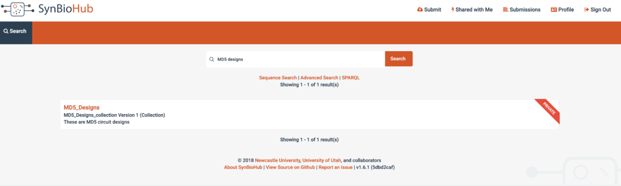 Design uploaded to SynBioHub