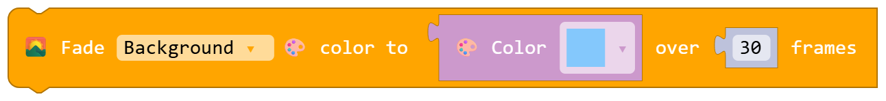 Fade Background color to ( Color ) over 30 frames