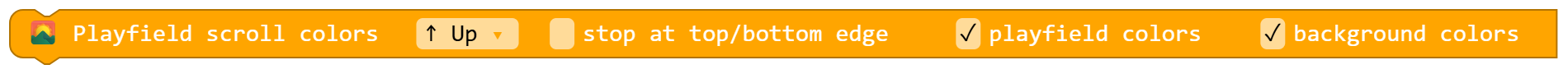 Playfield scroll colors ↑ Up false stop at top/bottom edge true playfield colors true background colors