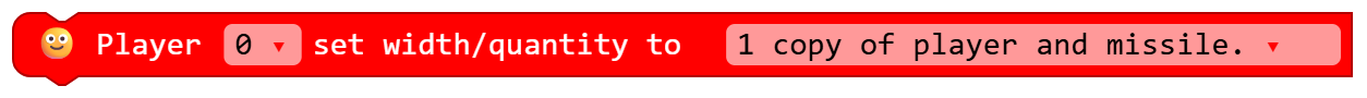 Player 0 set width/quantity to 1 copy of player and missile.