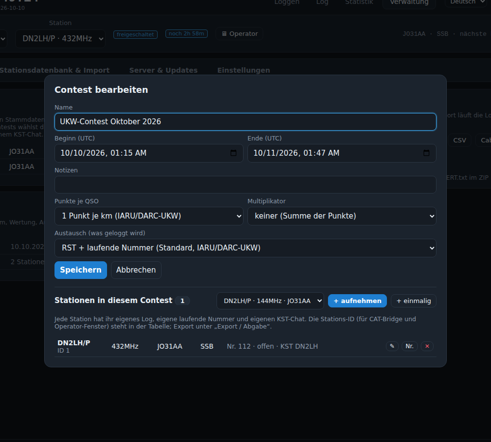 Contest bearbeiten mit Stationen
