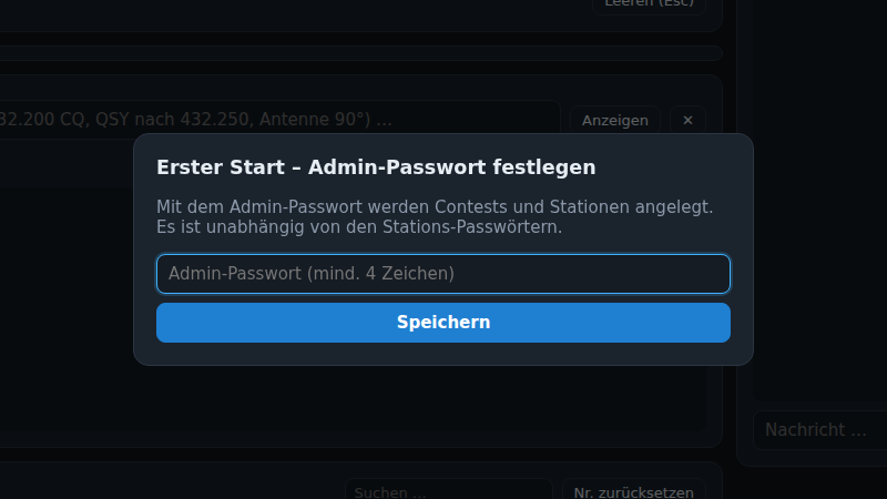 Erster Start: Admin-Passwort