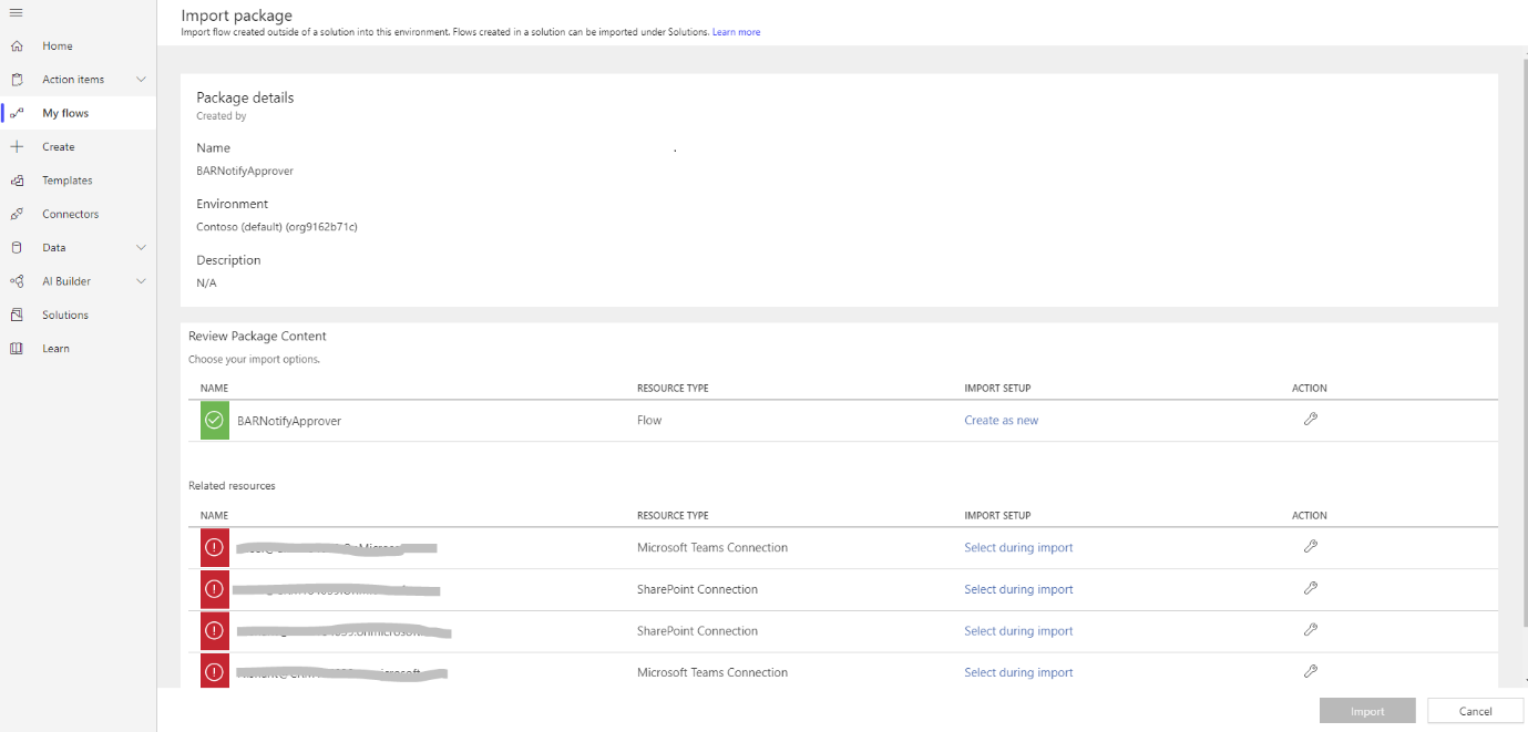 Import BARNotifyApprover Power Automate