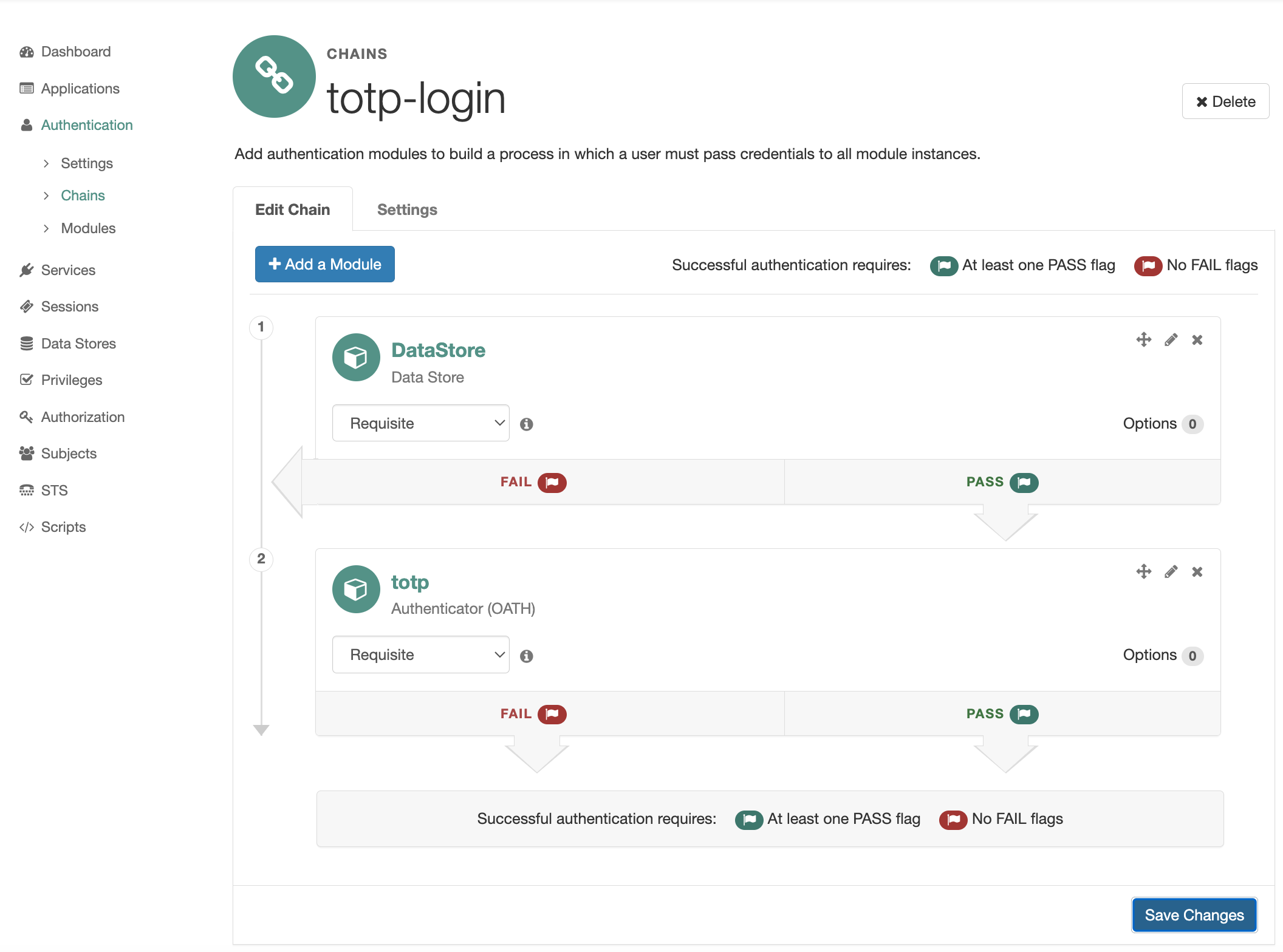 2FA login chain