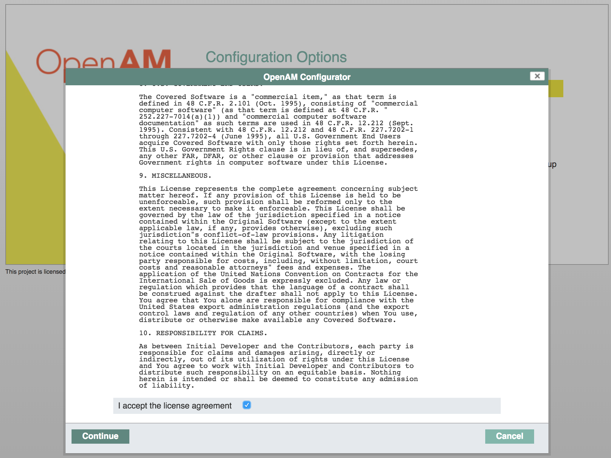 OpenAM License Agreement