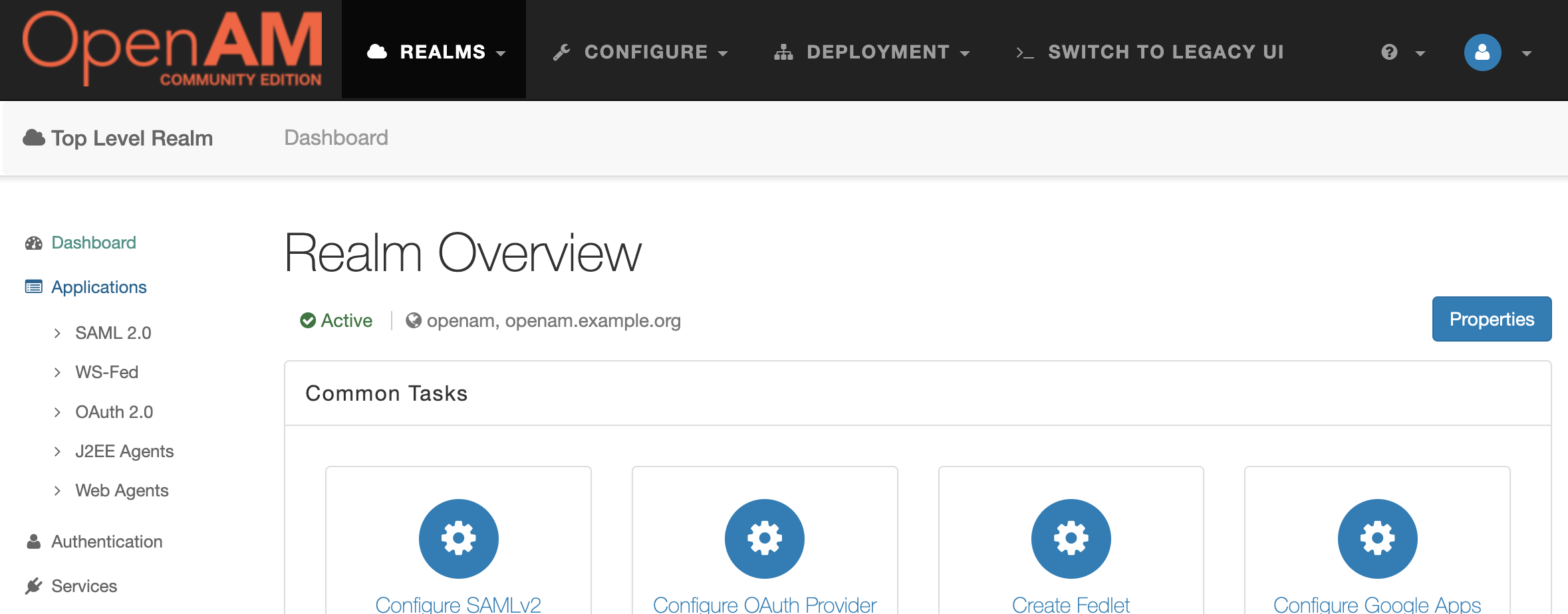 OpenAM Realm Applications