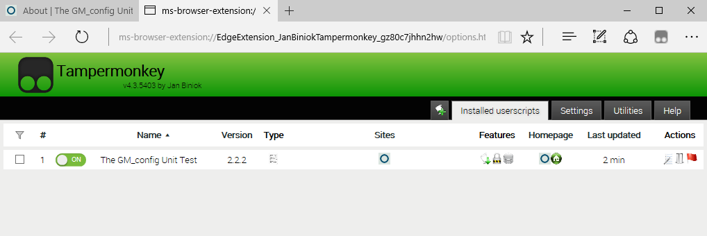 Screenshot of Tampermonkey dashboard