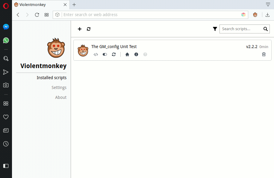 Screenshot of Violentmonkey Dashboard