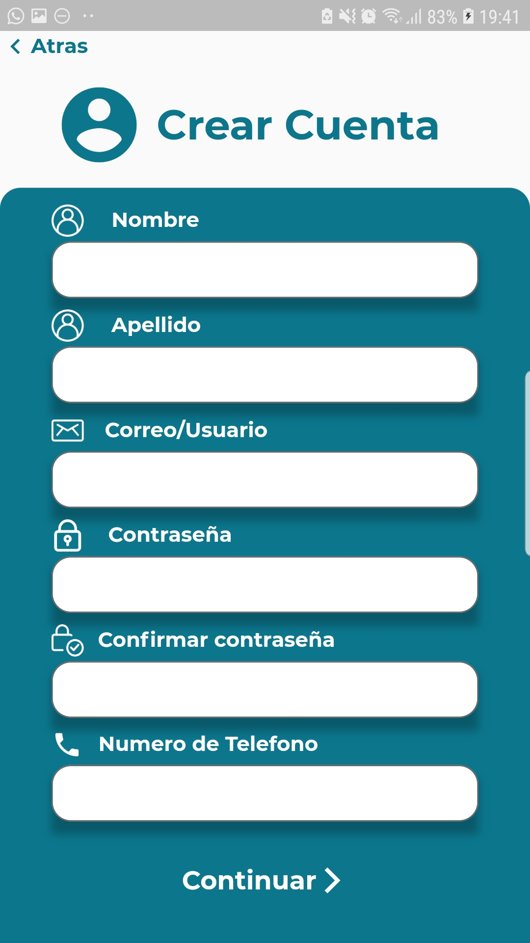 First sign in form page