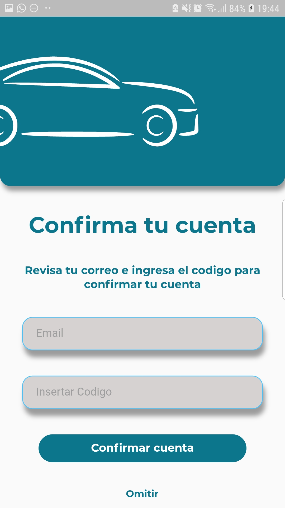 Confirm User Account page