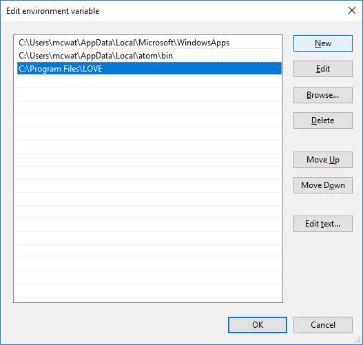 Edit environment variable