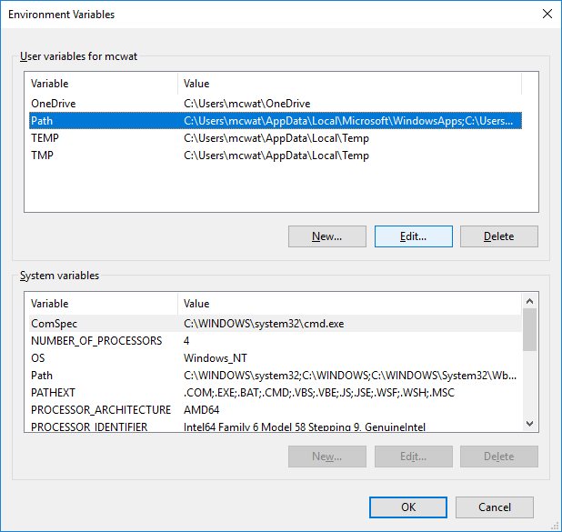 Environment variables