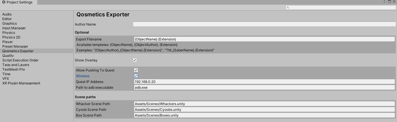 Qosmetics Exporter Settings