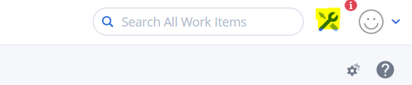 Screenshot highlighting workspace settings wrench icon in the upper right-hand corner