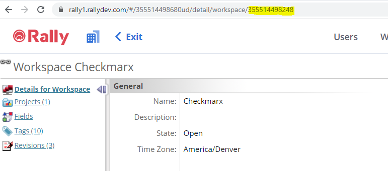 Screenshot of workspace setup screen highlighting the OID in the URL