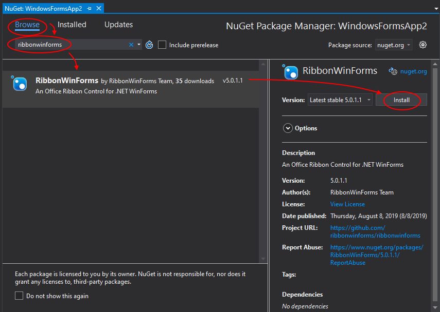 Tip - Using Ribbon Control in WinForms | C# Developer Community