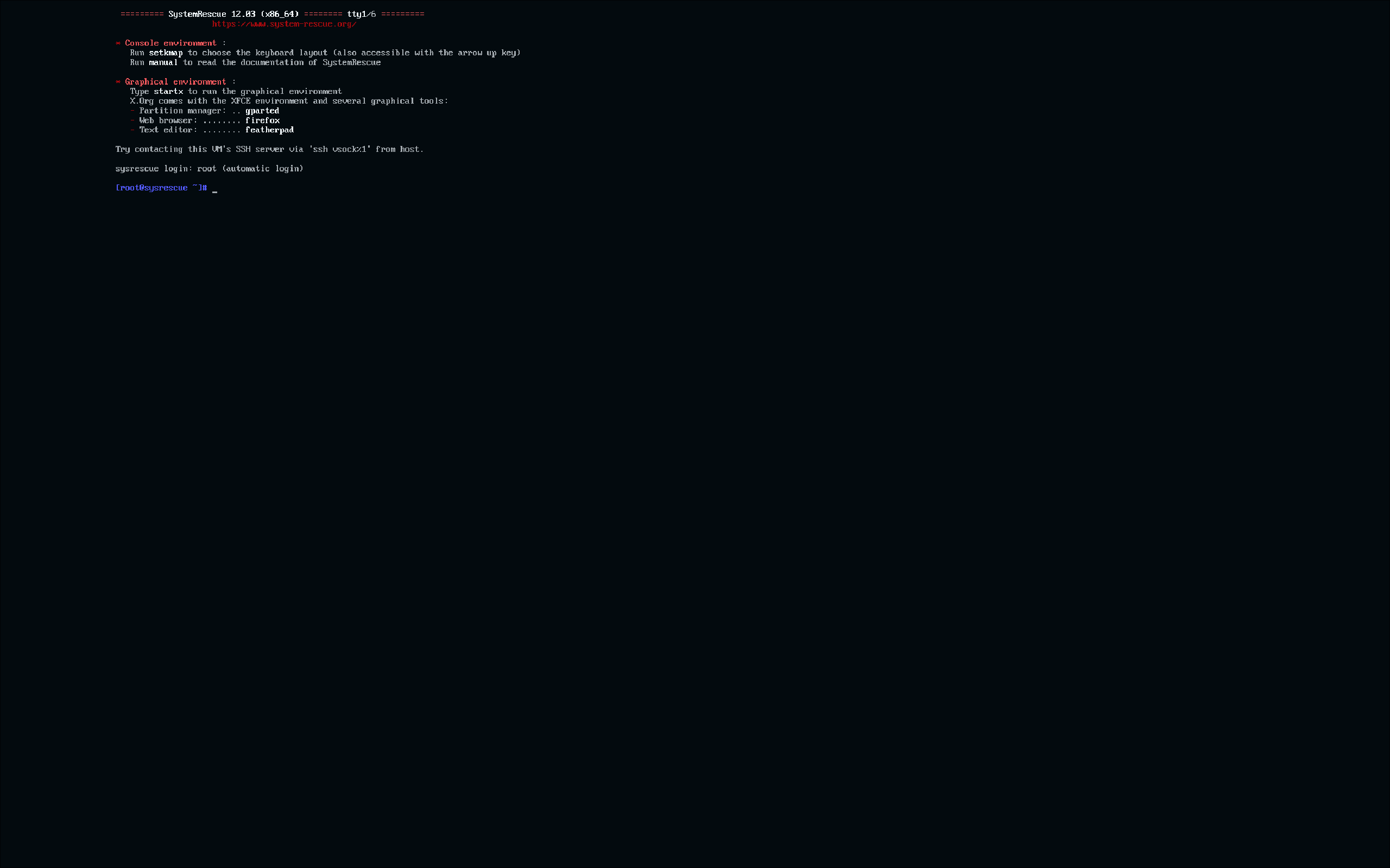 SystemRescue Screenshot