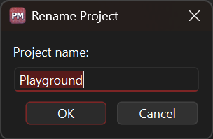 The Rename Project dialog