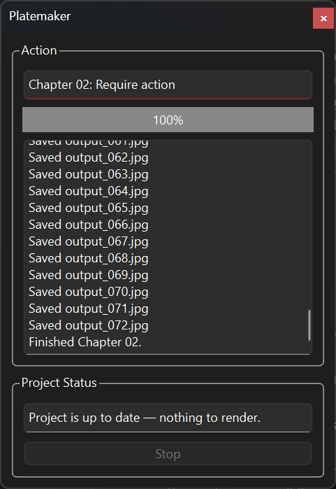 Pressing Render on an up-to-date project