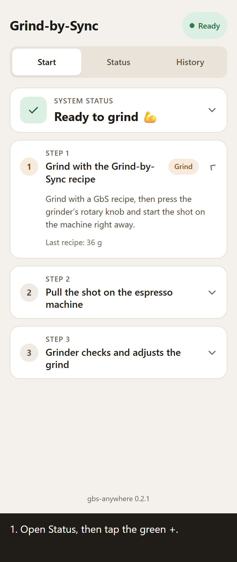 Open Status, choose La Marzocco cloud, and fill in the account form.
