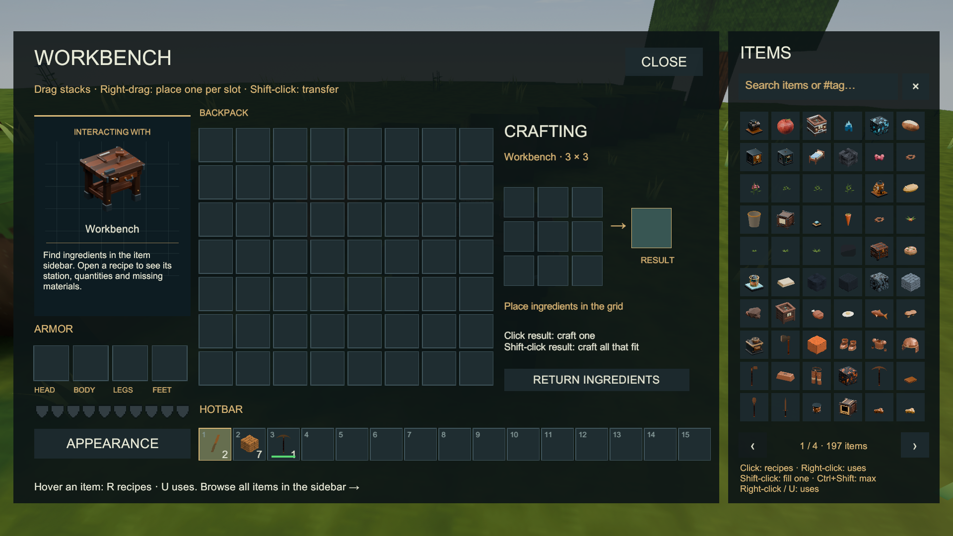 The first Workbench in the 0.1.0 Survival route