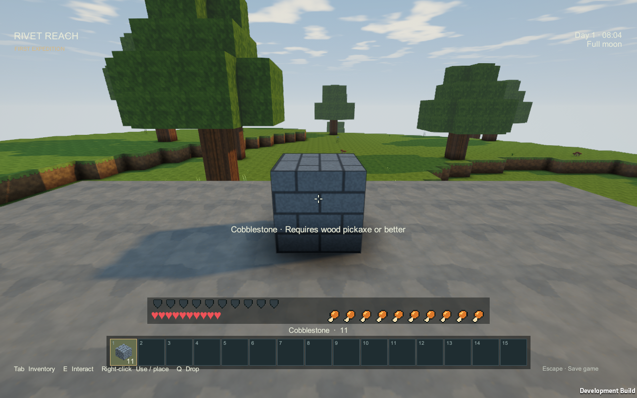 Picking an owned block from the backpack into the hotbar