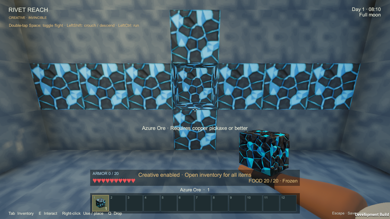 The Azure ore model held in game